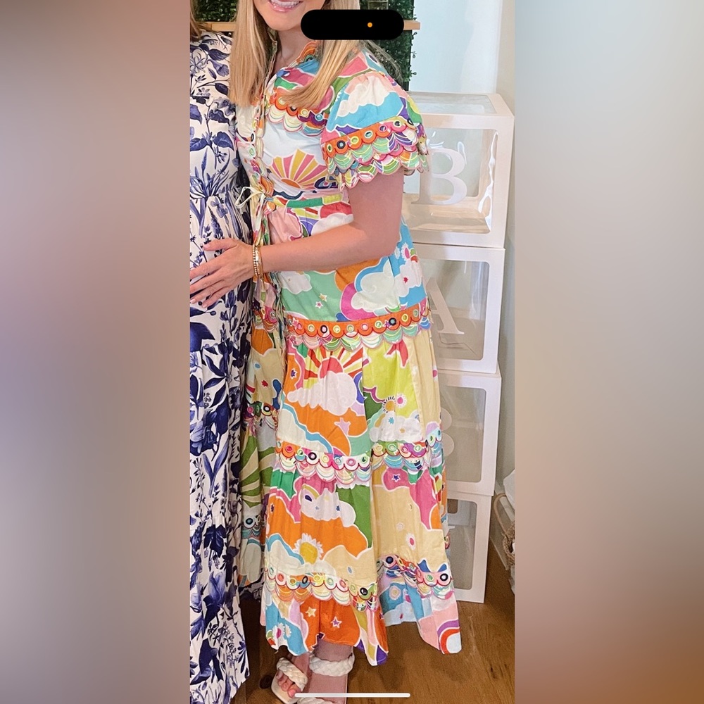 Celia B Multicolor Embroidered Midi Dress worn twice